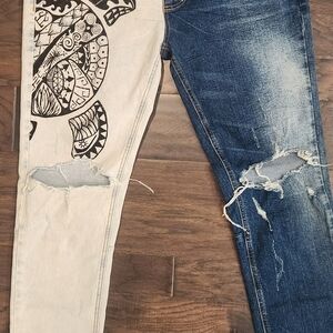 Hand Painted Fashion Nova Two-Tone Skinny Jeans